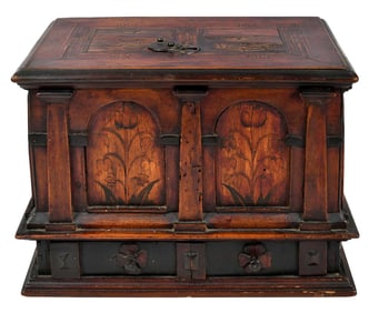 Rare Continental Marquetry Miniature Chest