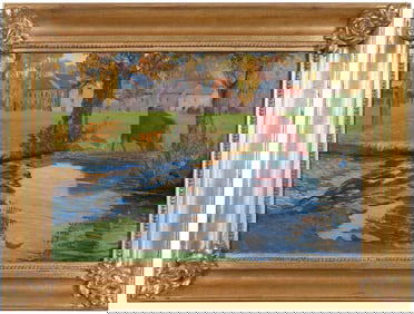 Gustave Poetzsch, Cow Watering in a Stream