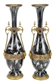 Pair Gilt Bronze Mounted Porcelain Vases