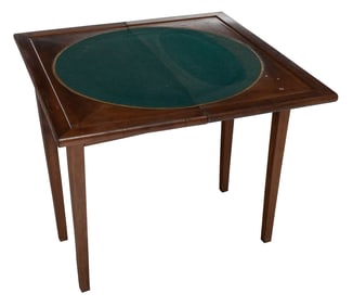 Neoclassical Figured Walnut Fold Over Games Table