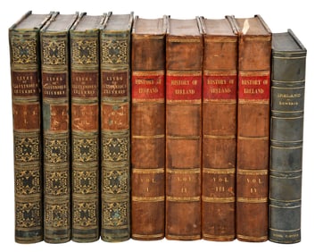 Nine Leatherbound Books on Irish History