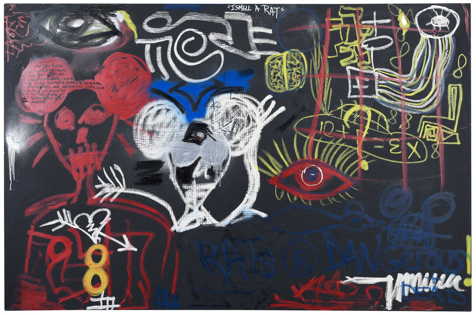 Graffiti Art: (20th/21st century) I Smell A Rat, possibly signed indistinctly, oil on canvas, 48 x 72 x 1-1/2 in.; unsigned Provenance: Property from the Collection of Dee and Tommy Hilfiger