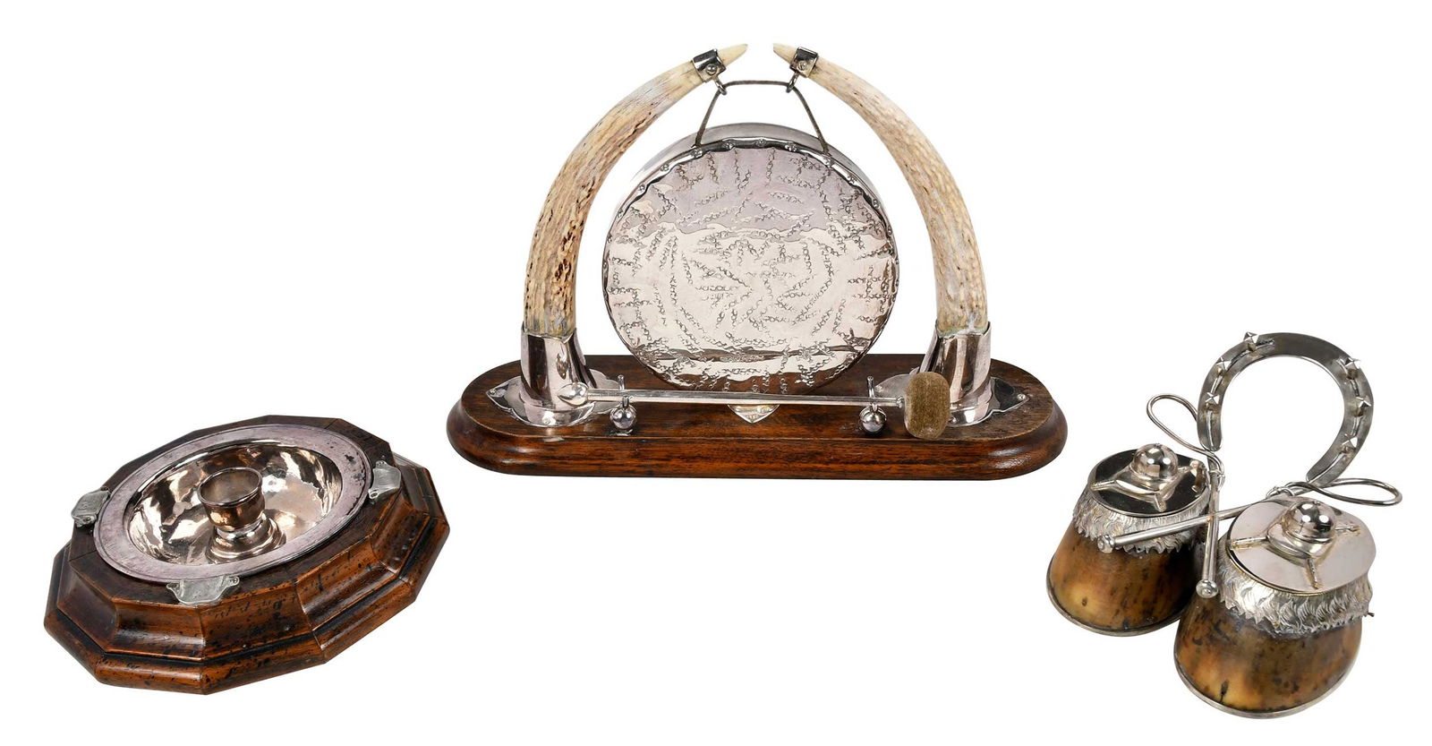 Three Silver and Wood/Hoof Desk Items (1 of 10)