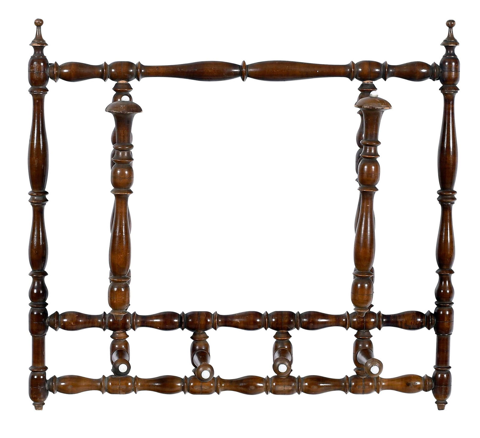 English Turned Wood Wall Mounted Coat Rack (1 of 7)