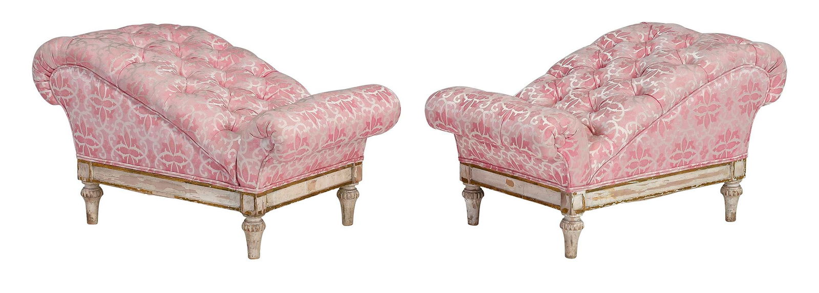 Pair of Pink Upholstered Louis XVI Style Gout Stools (1 of 5)