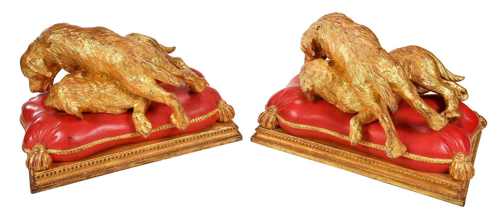 Pair of Painted and Gilt Resin Dog Sculptures (1 of 8)