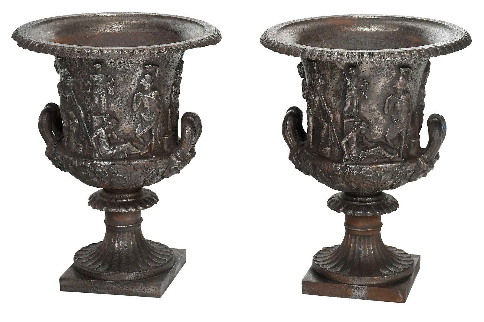 Pair of Campagna Form Cast Iron Garden Urns (1 of 11)