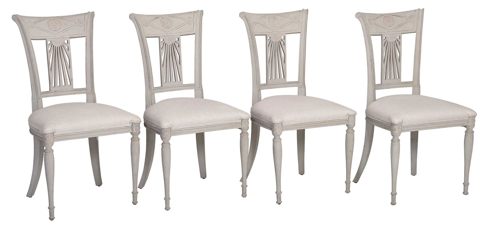 Set of Four Grey Painted Upholstered Dining Chairs (1 of 9)