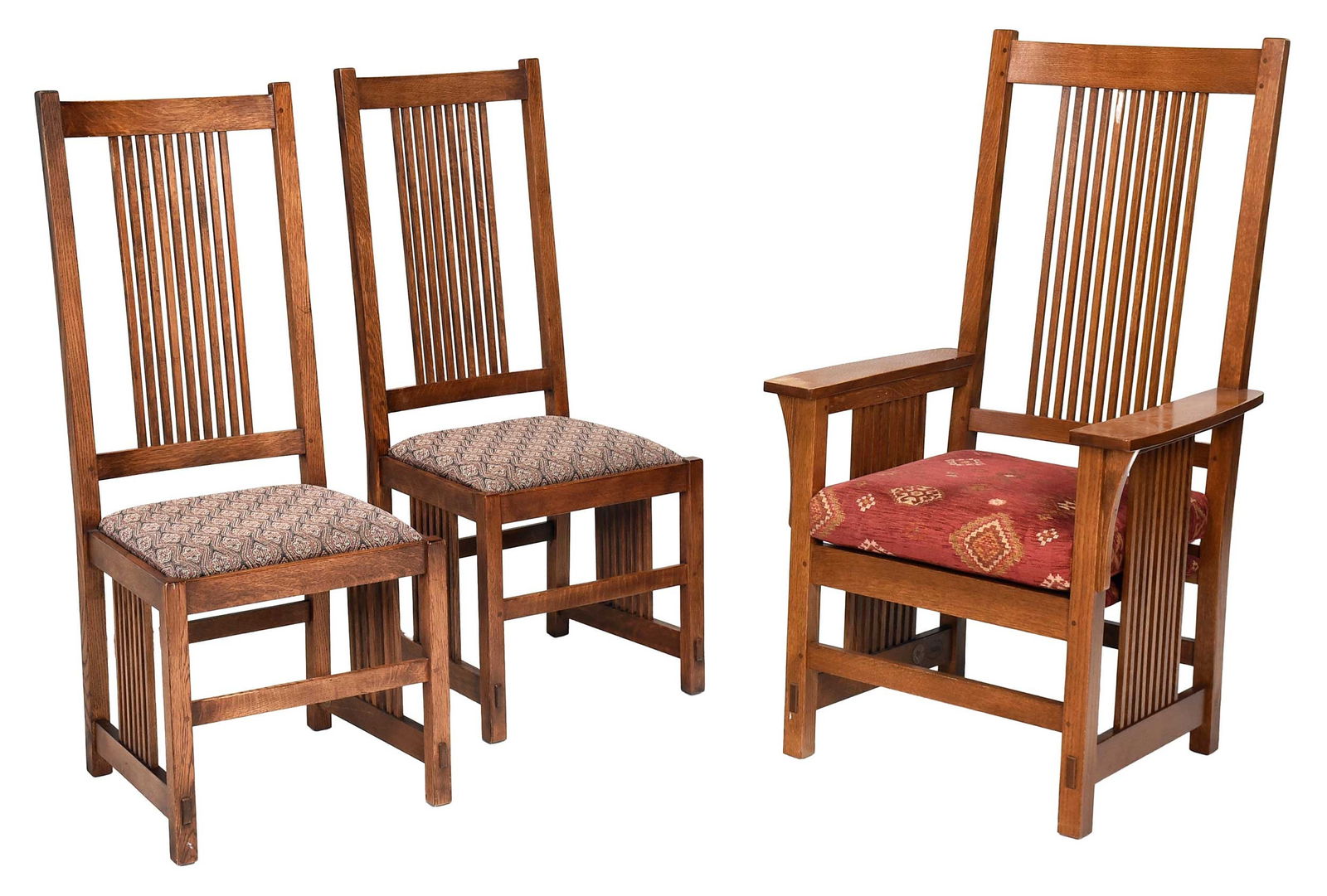 Group of Three Modern Stickley Arts and Craft Style Oak Dining Chairs (1 of 11)