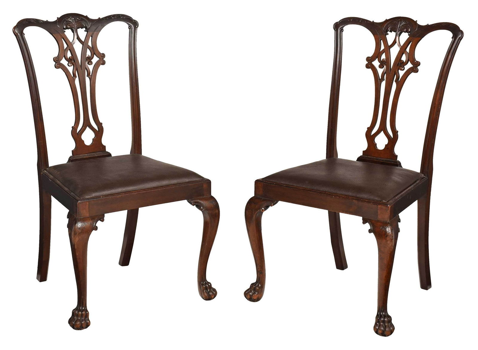 Pair of Chippendale Style Carved Mahogany Dining Chairs (1 of 11)