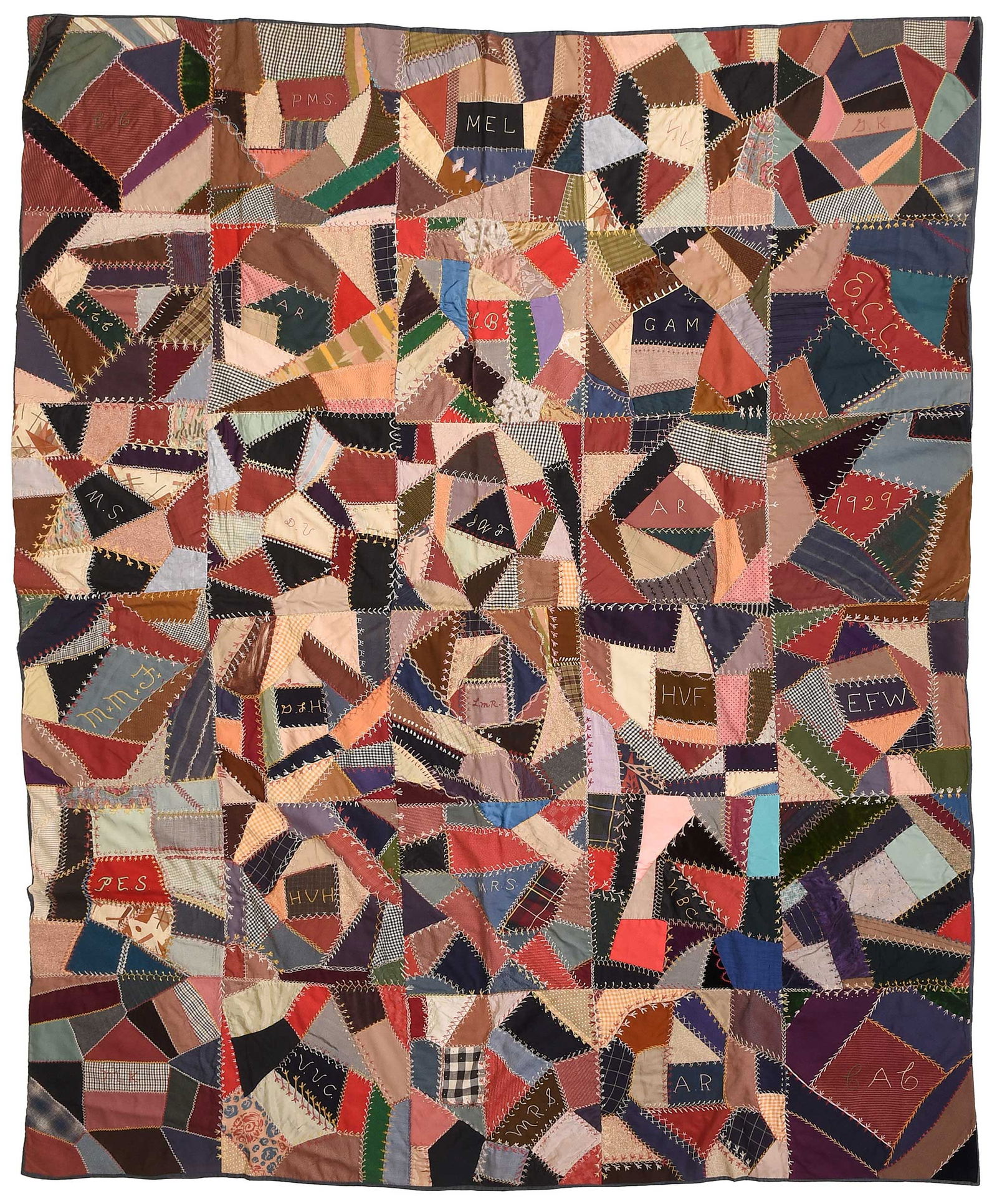 Large American Patchwork Crazy Quilt (1 of 5)