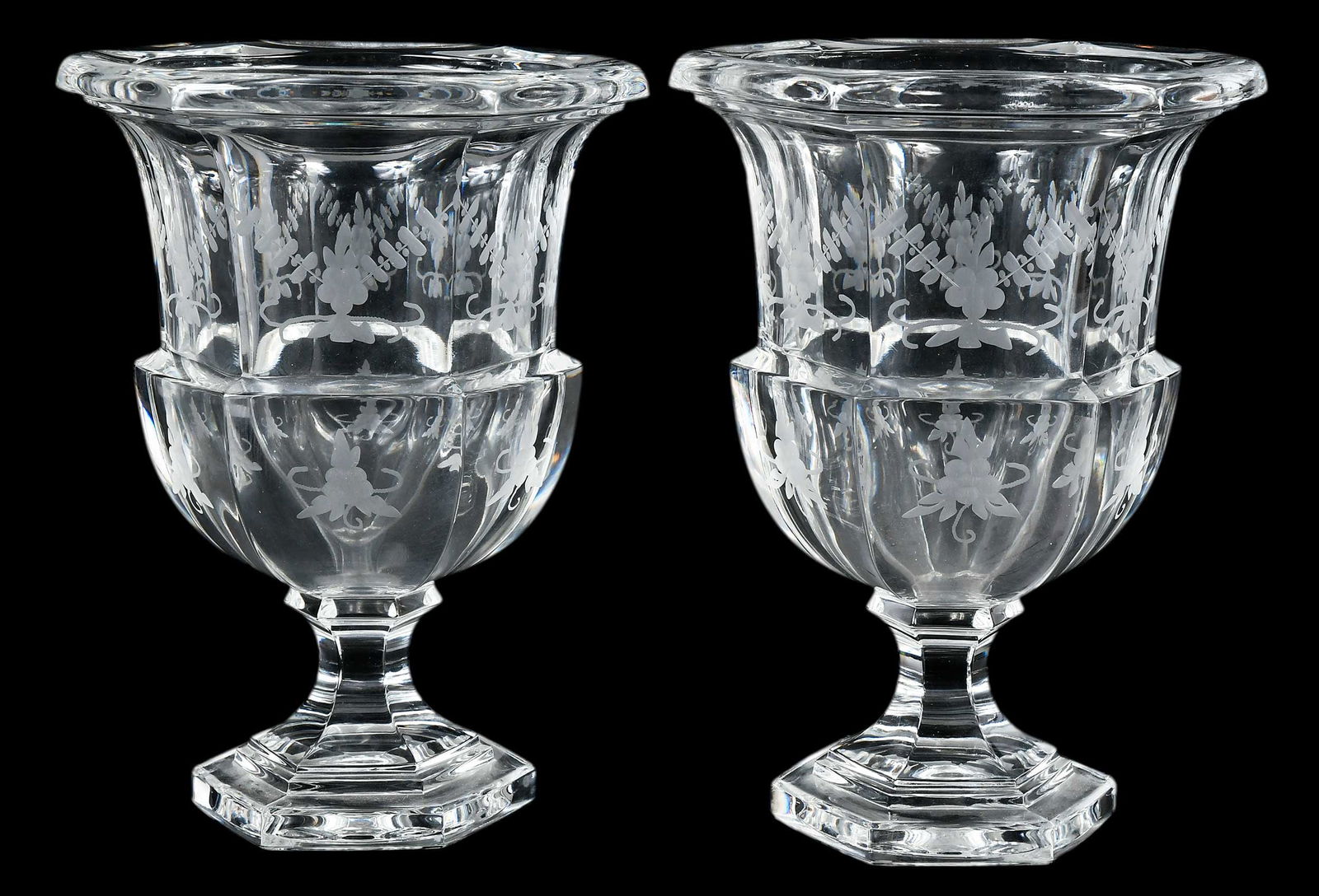 Pair of Tiffany & Co. Faceted Glass Urns (1 of 6)