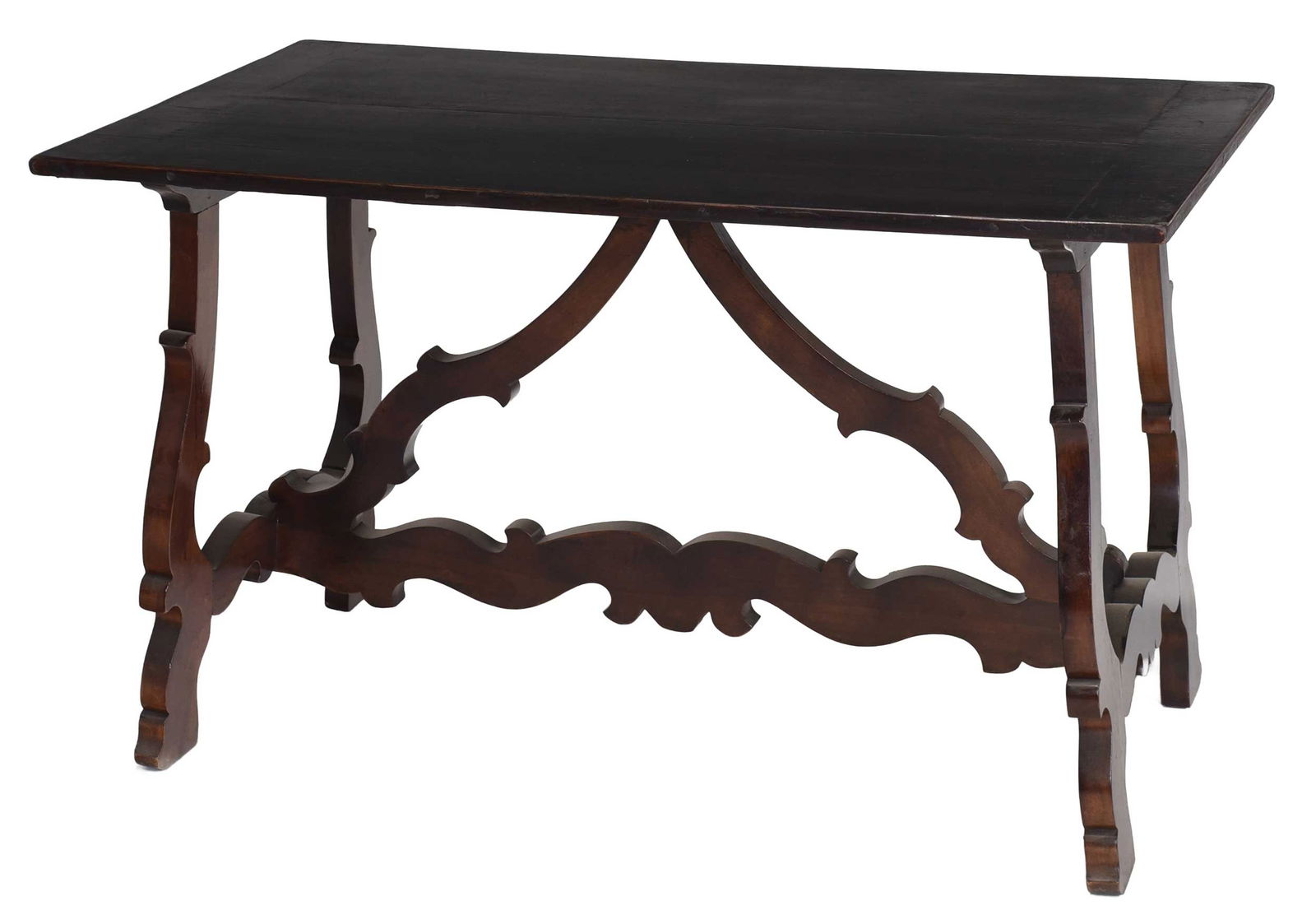Spanish Baroque Style Walnut Stretcher Base Table (1 of 7)