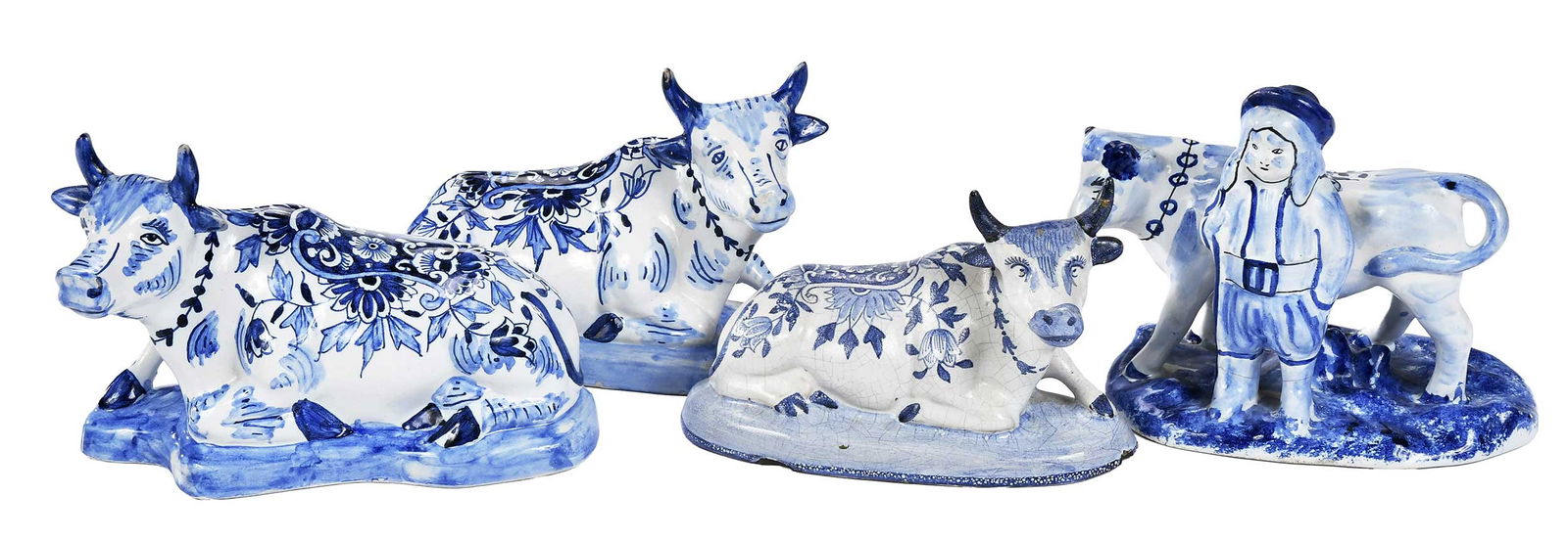 Four Dutch Delft Blue and White Cows (1 of 10)
