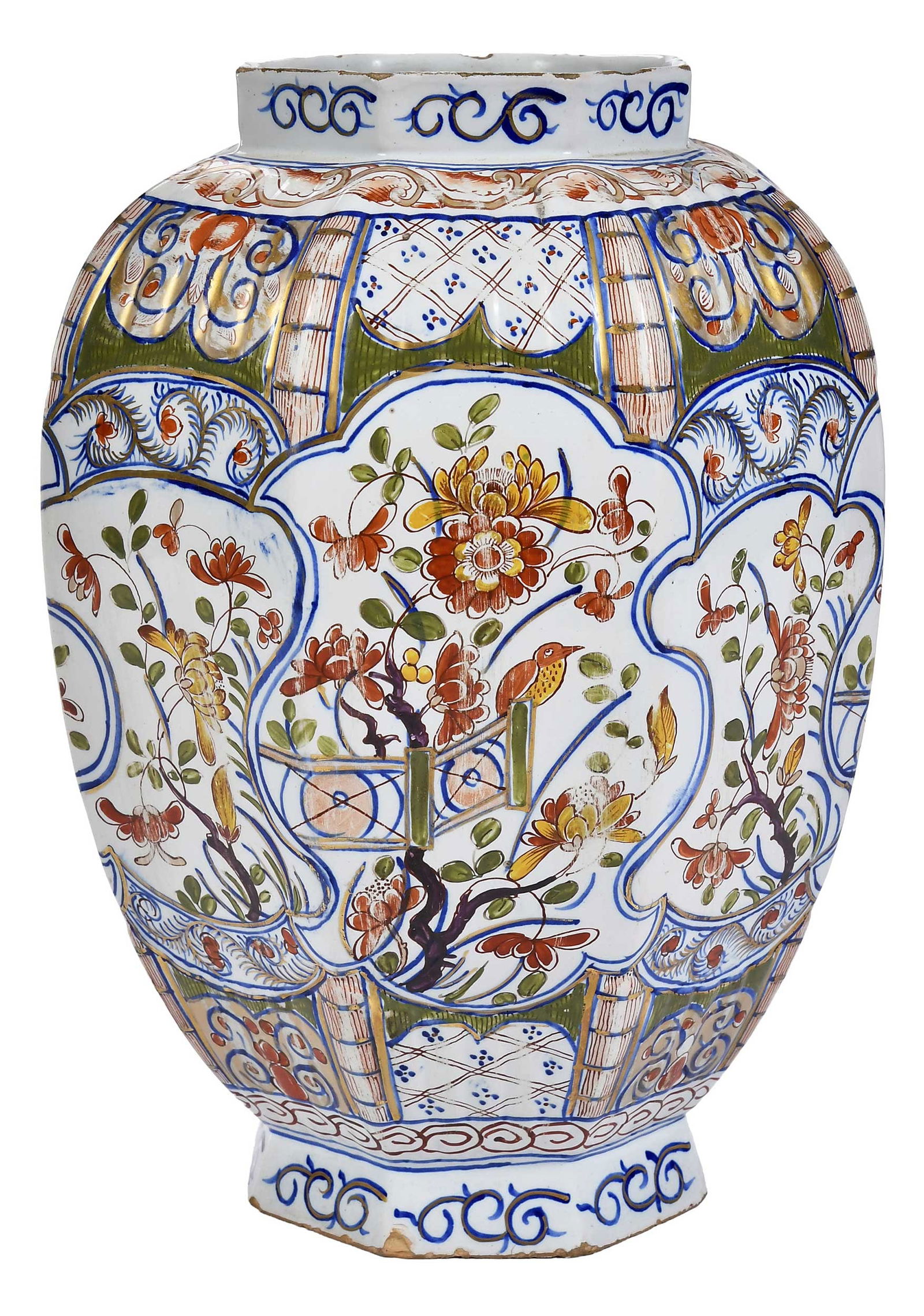 Dutch Delft Polychrome Octagonal Vase (1 of 7)