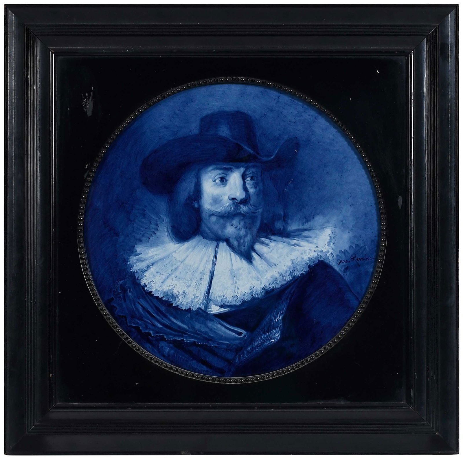 Framed Dutch Delft Plaque after Rembrandt (1 of 8)