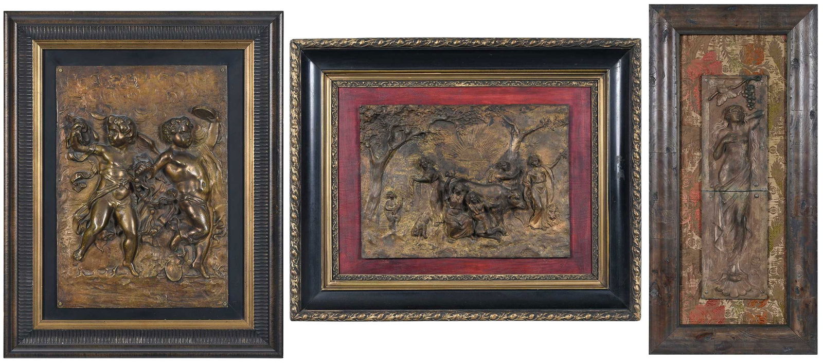 Three Bronze Relief Plaques Mounted on Frames (1 of 15)
