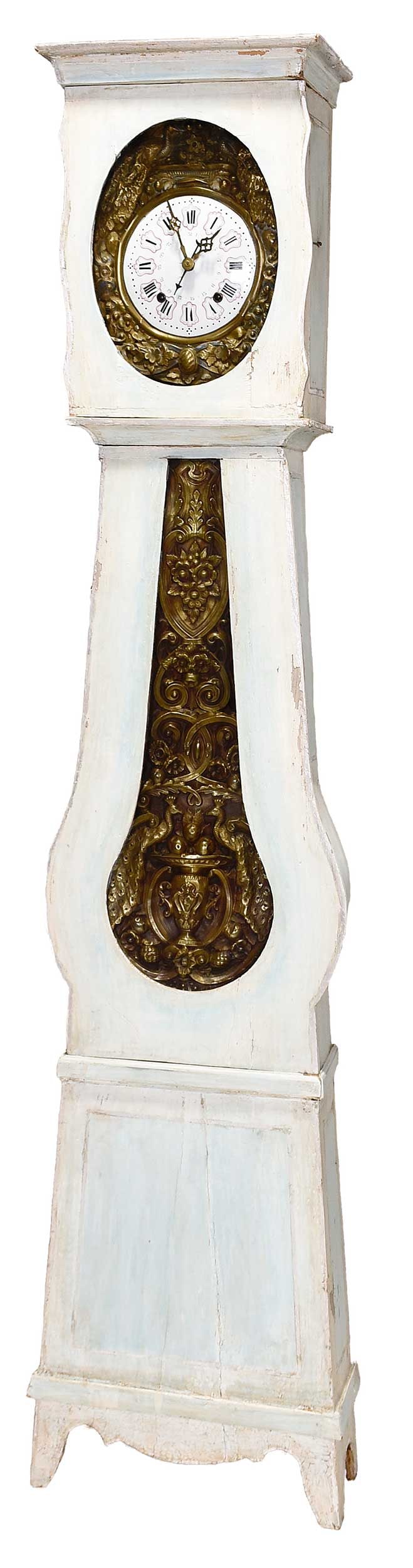 Continental Baroque Blue Painted Bombe Tall Case Clock (1 of 9)