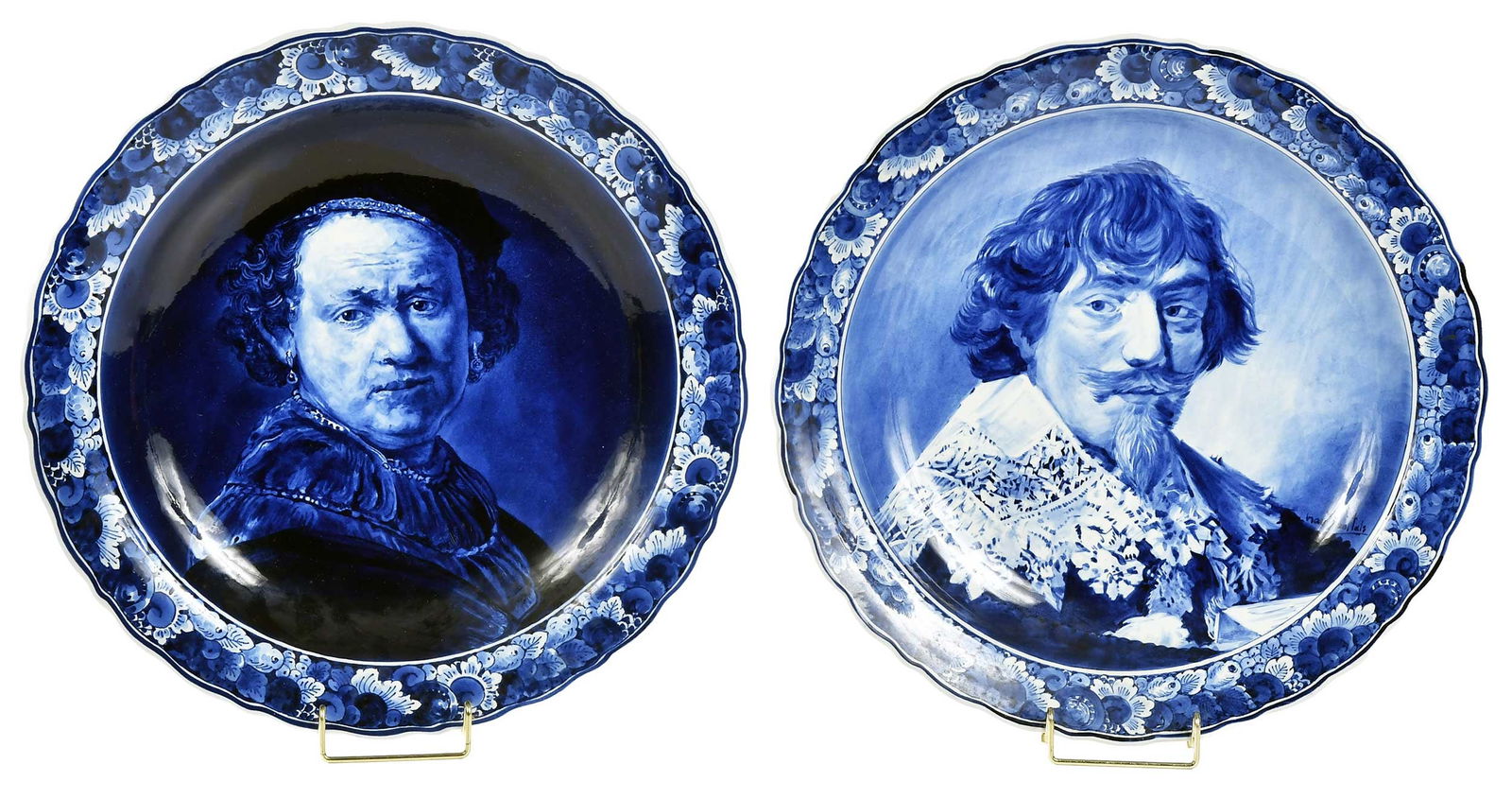 Two Large Dutch Delft Deep Dishes, After Rembrandt and Frans Hals (1 of 9)
