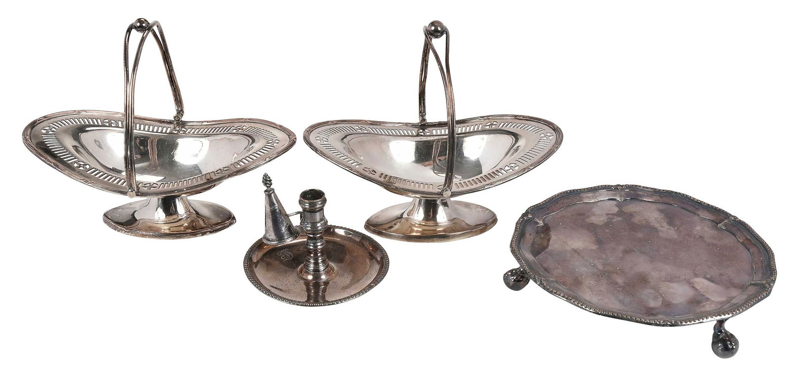 Four Early Silver Plate Diminutive Table Items (1 of 7)