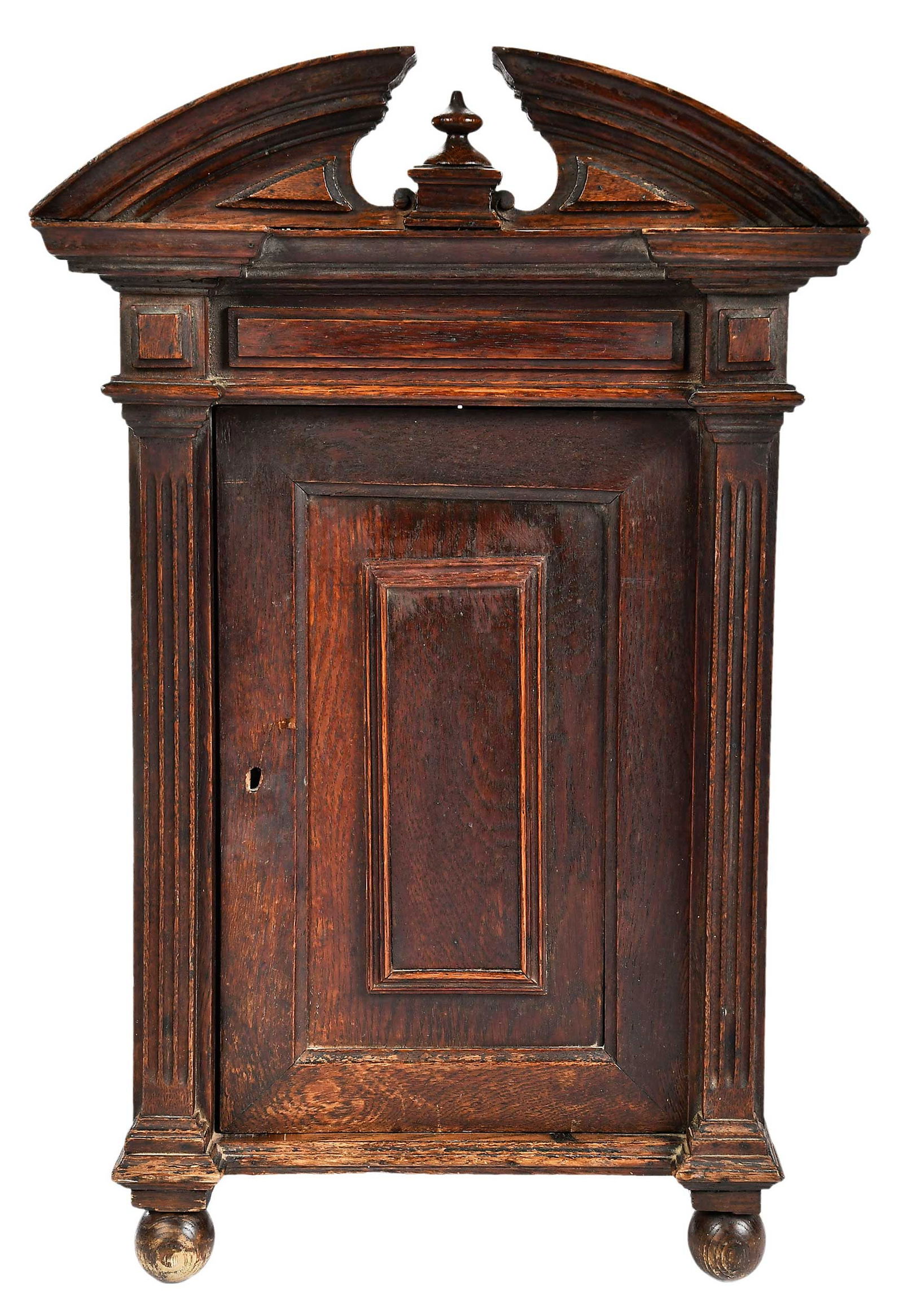 Continental Neoclassical Paneled Oak Miniature Cabinet (1 of 6)