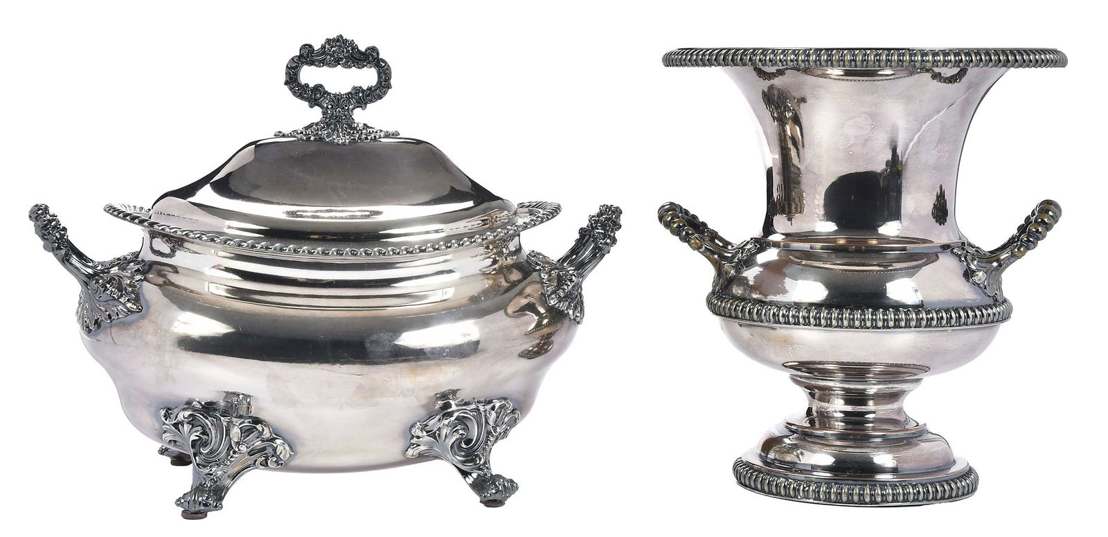 Old Sheffield Plate Tureen and Silver Plate Champagne Bucket (1 of 10)