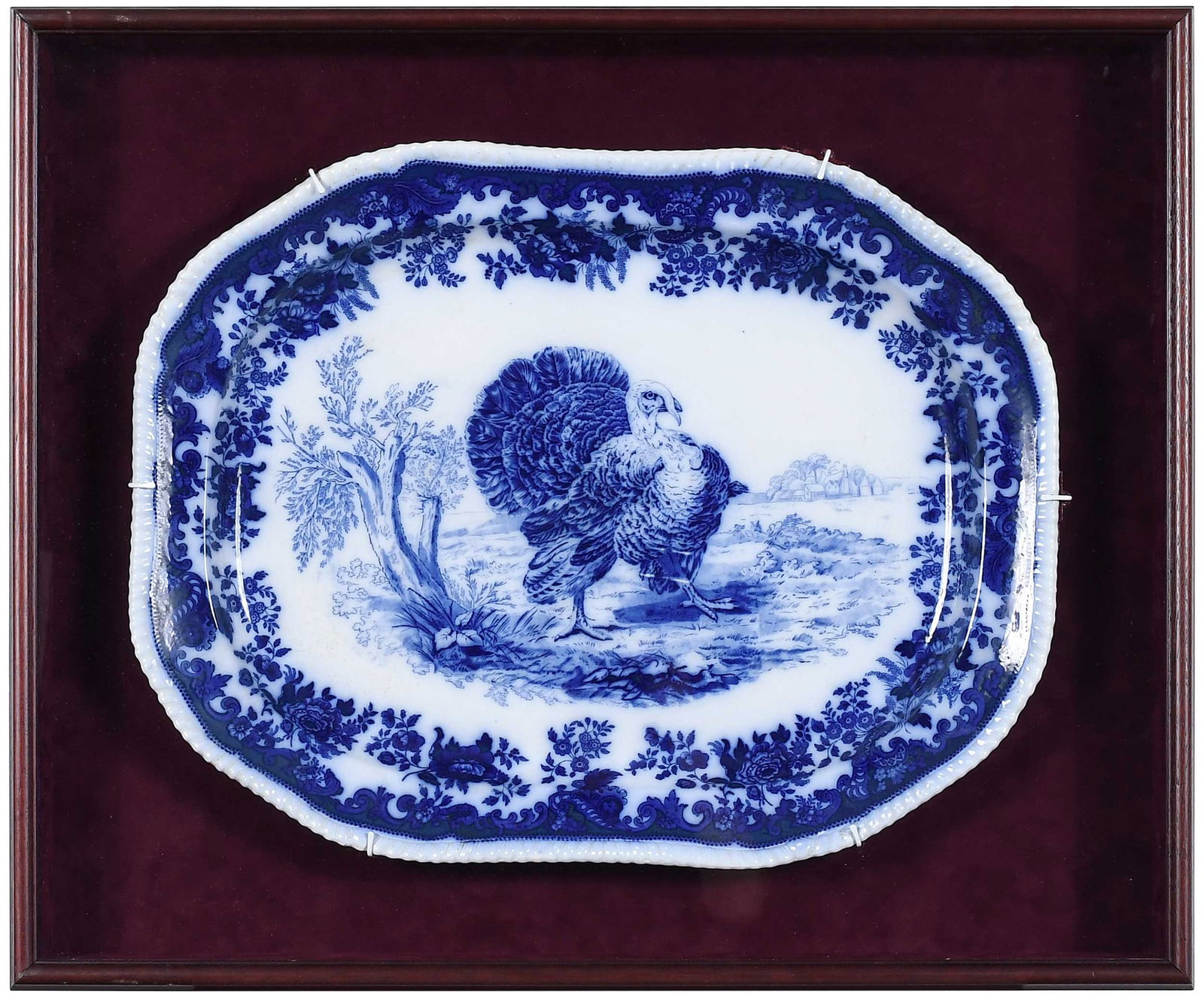 Large Framed Flow Blue and White Turkey Platter (1 of 4)