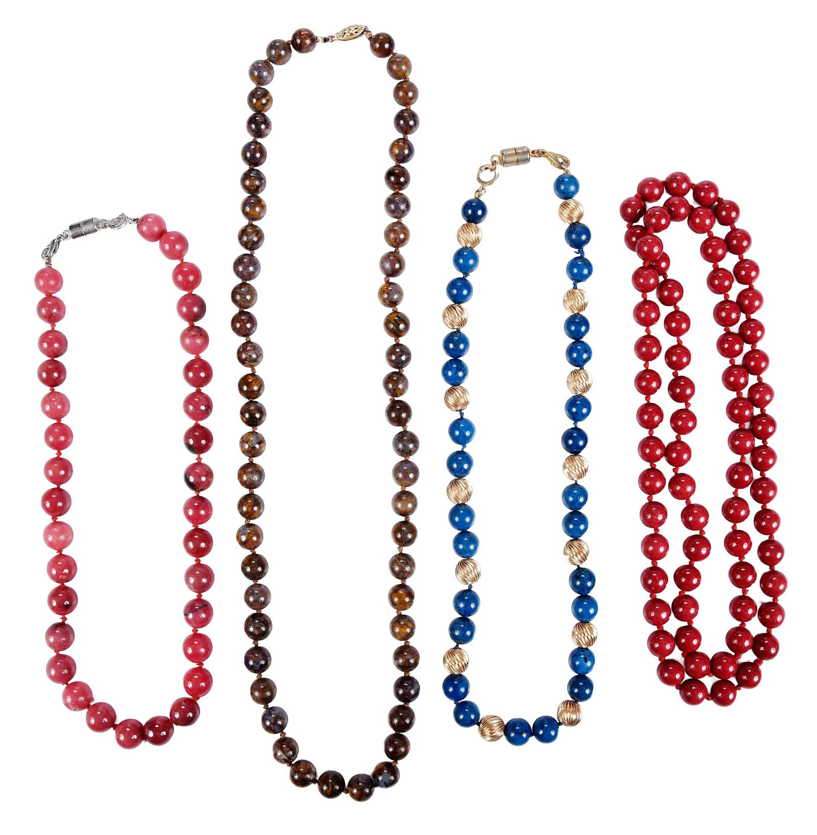 Four Gemstone Bead Necklaces - Bronzite, Rhodonite, and Jasper (1 of 9)