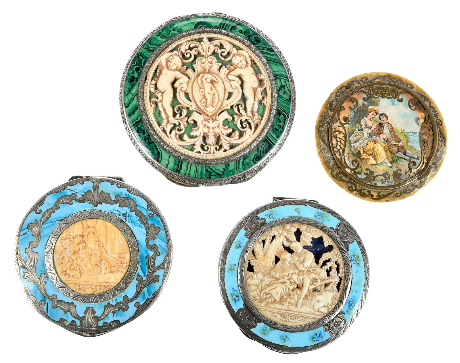 Four Silver Composite/Ivory Compacts (1 of 7)