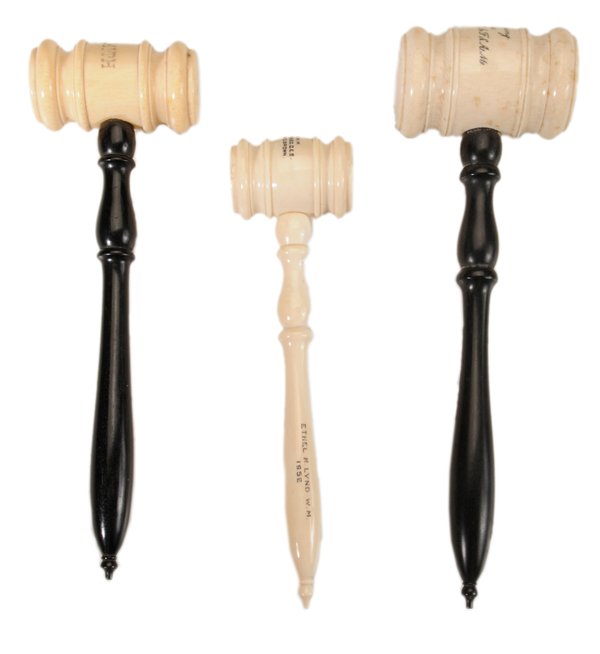 Three Vintage Ivory Gavels