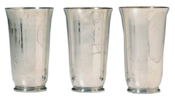 Set of Twelve Sterling Tiffany: Goblets American, 1907-1947, flared rims and ring bases, marks for Tiffany & Co., "18994…14387", no monogram, 80.49 oz.T., 5 in., light scratches, otherwise good condition Provenance: Estate of the