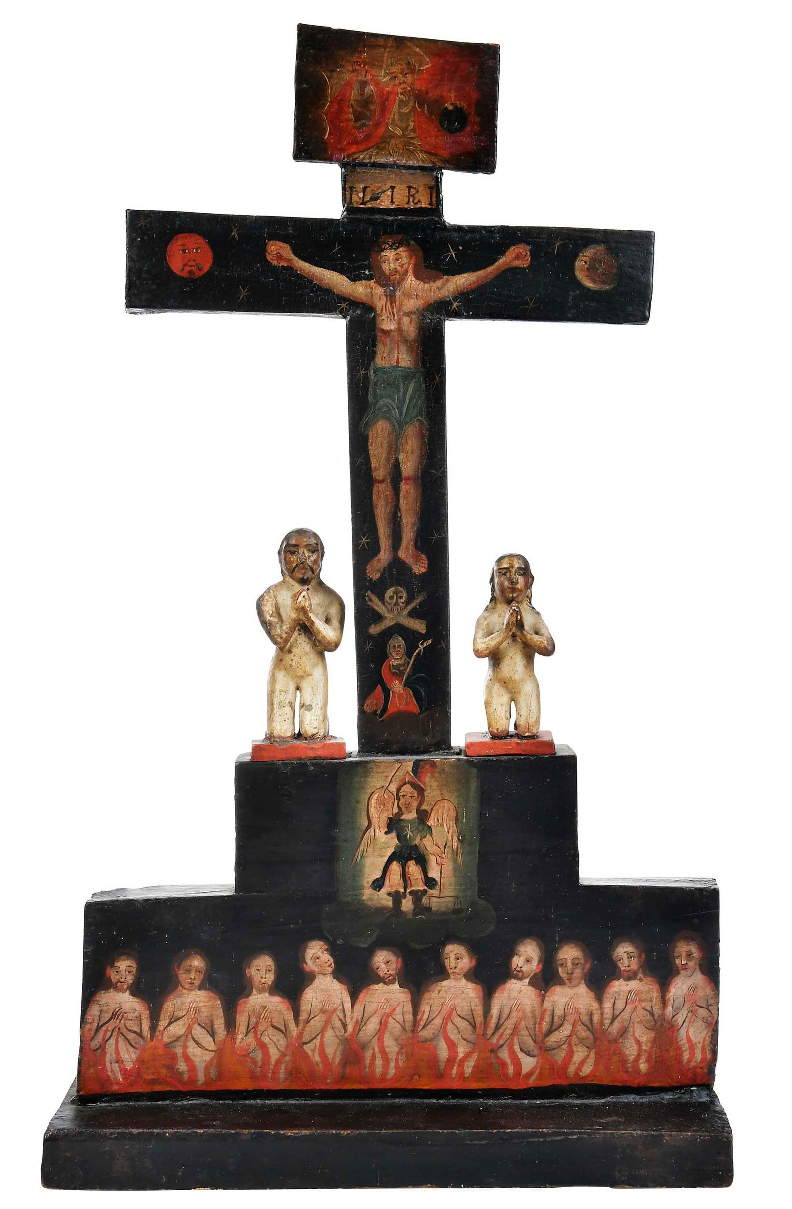 Spanish Colonial Mexican Carved and Polychrome Cruz de las Animas (1 of 9)