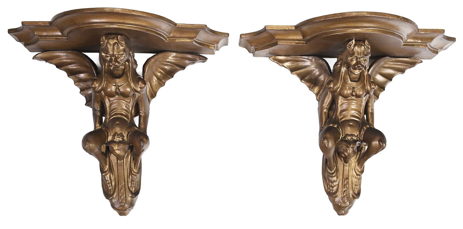Pair of Unusual Continental Giltwood Figural Sconces (1 of 7)