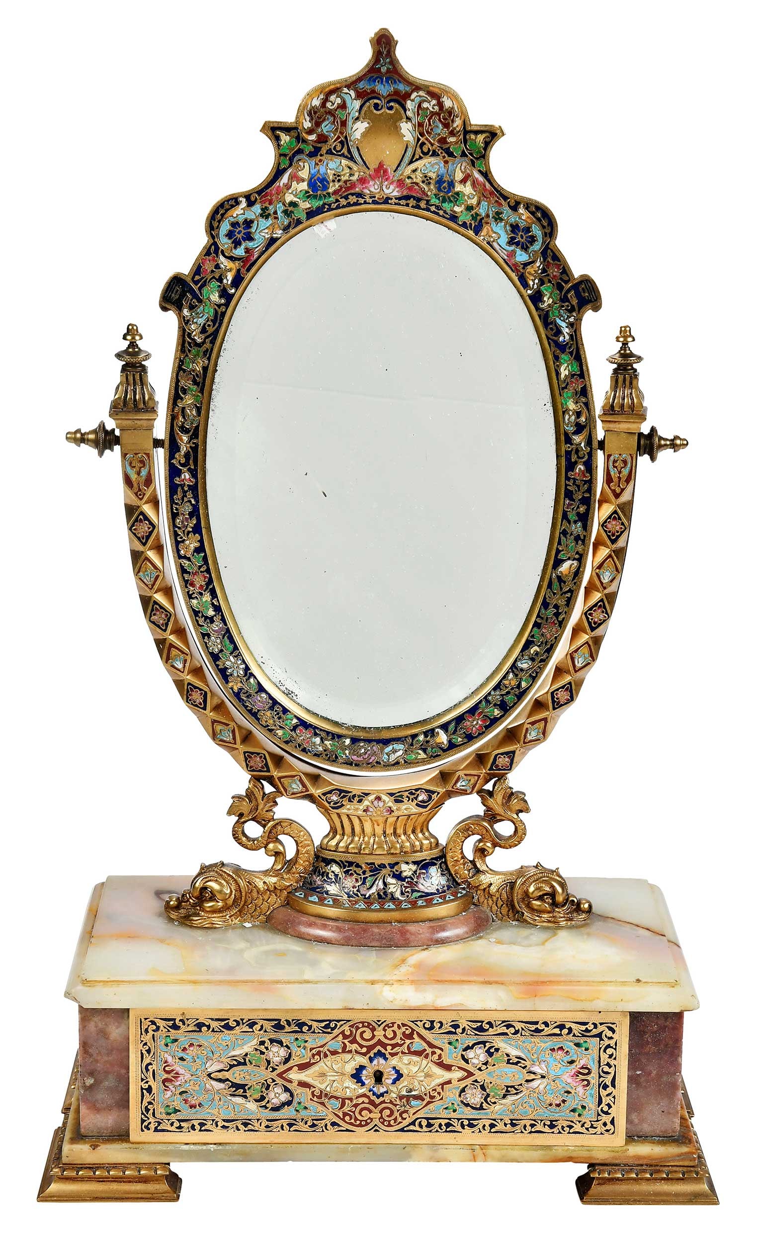 French Gilt Bronze Champleve Dressing Table Mirror (1 of 9)
