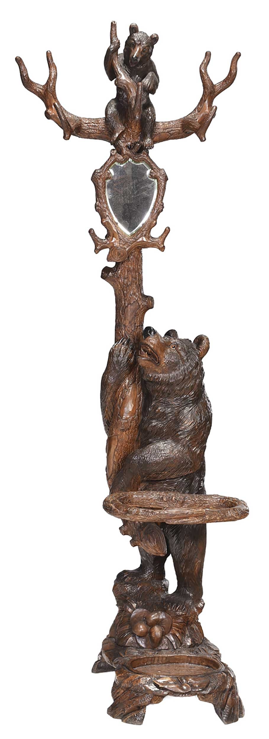 Black Forest Carved Walnut Bear Form Hall Tree (1 of 13)