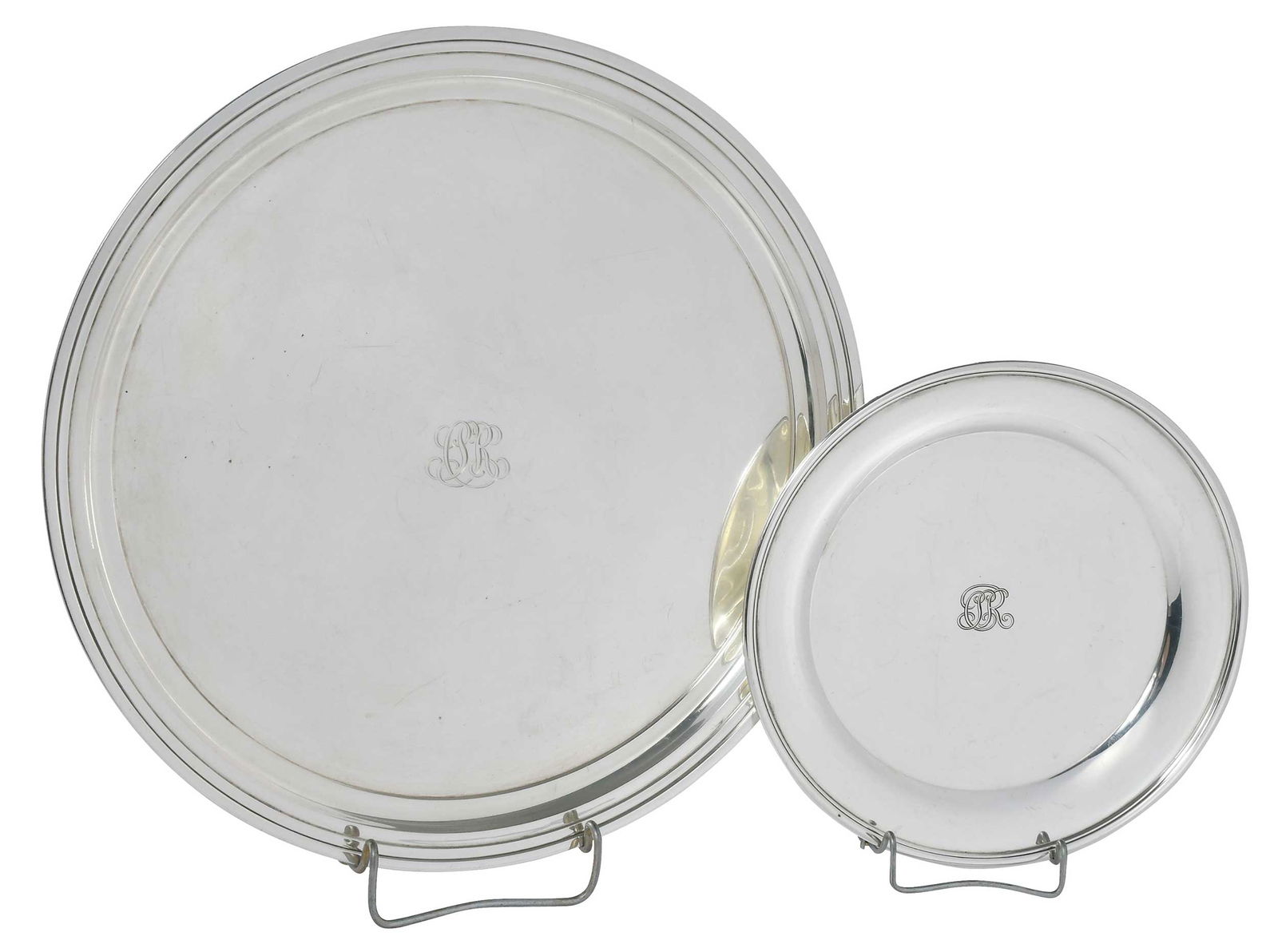 Tiffany Sterling Round Tray and Footed Tray (1 of 6)