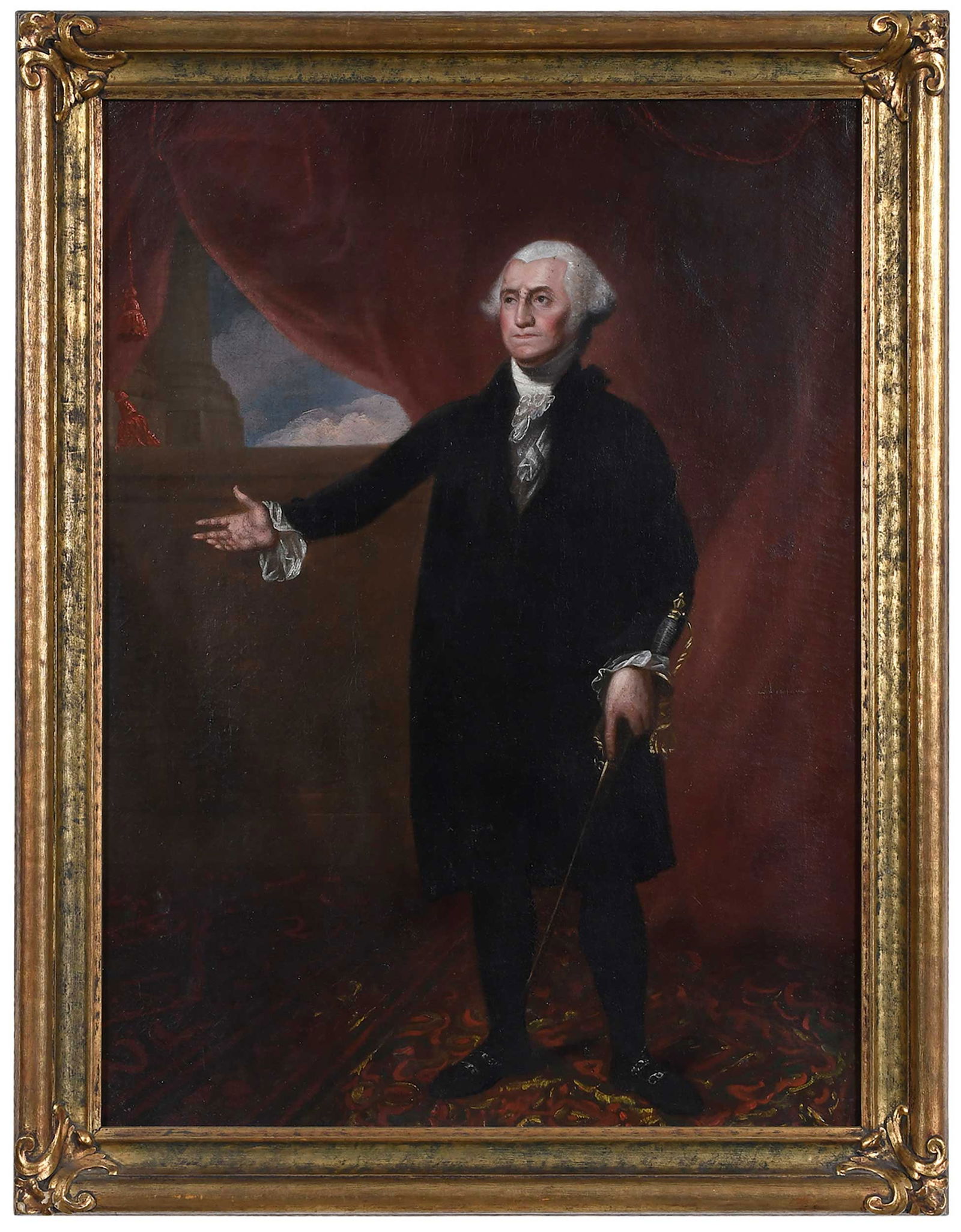 Charles V. Bond after Gilbert Stuart: Charles V. Bond, (Illinois/Michigan, born 1825) after Gilbert Stuart (American, 1755-1828) George Washington, Lansdowne Portrait, inscribed verso "Washington / Painted by C. Bond / for S. L. Rood / 18