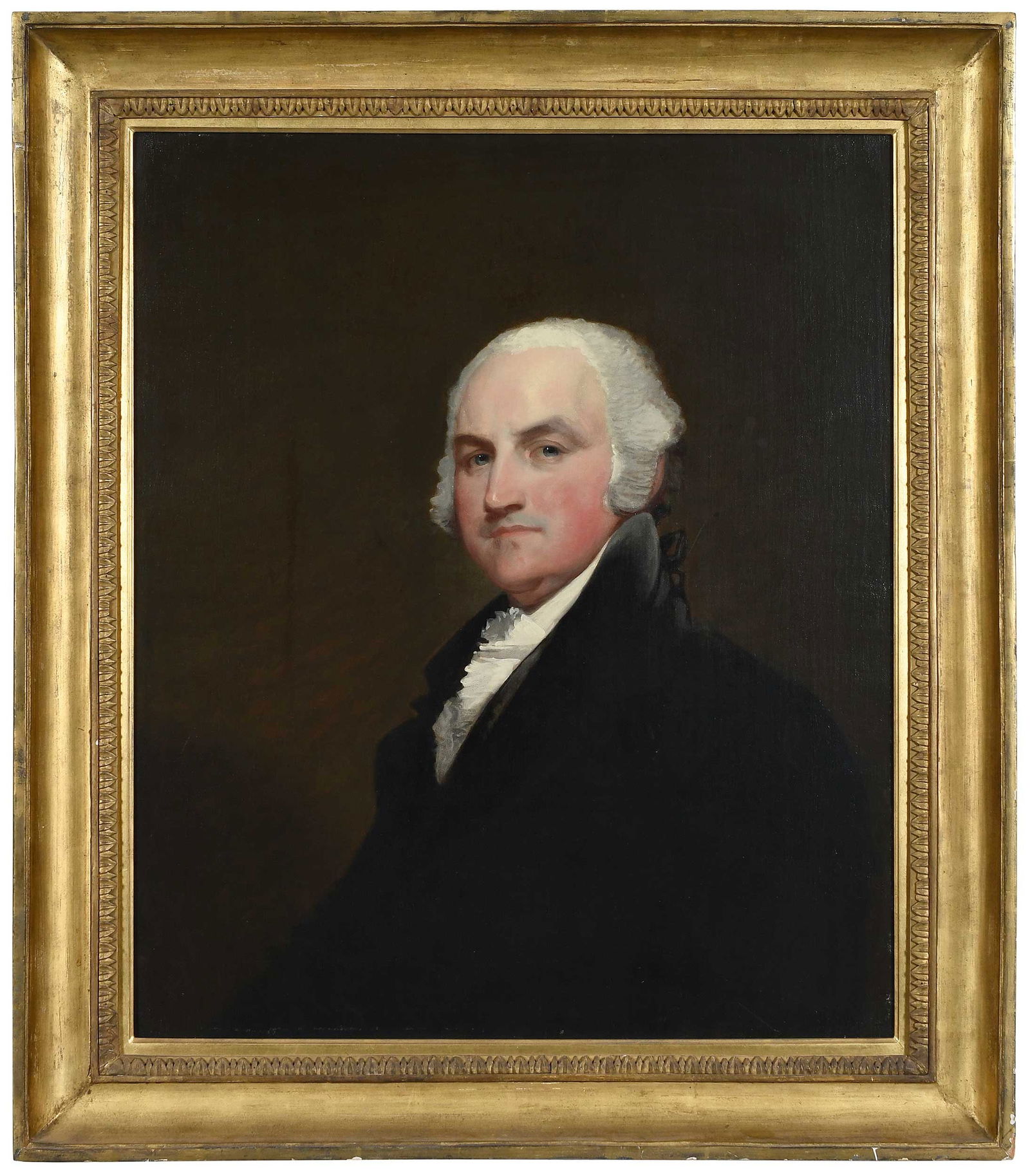 Gilbert Stuart: (American, 1755-1828) Portrait of Samuel Parkman, c. 1807, unsigned, oil on canvas, 30-1/4 x 25-1/4 in.; period carved gilt wood and composition frame, 36-1/2 x 31-3/4 in. Provenance: From the Collect