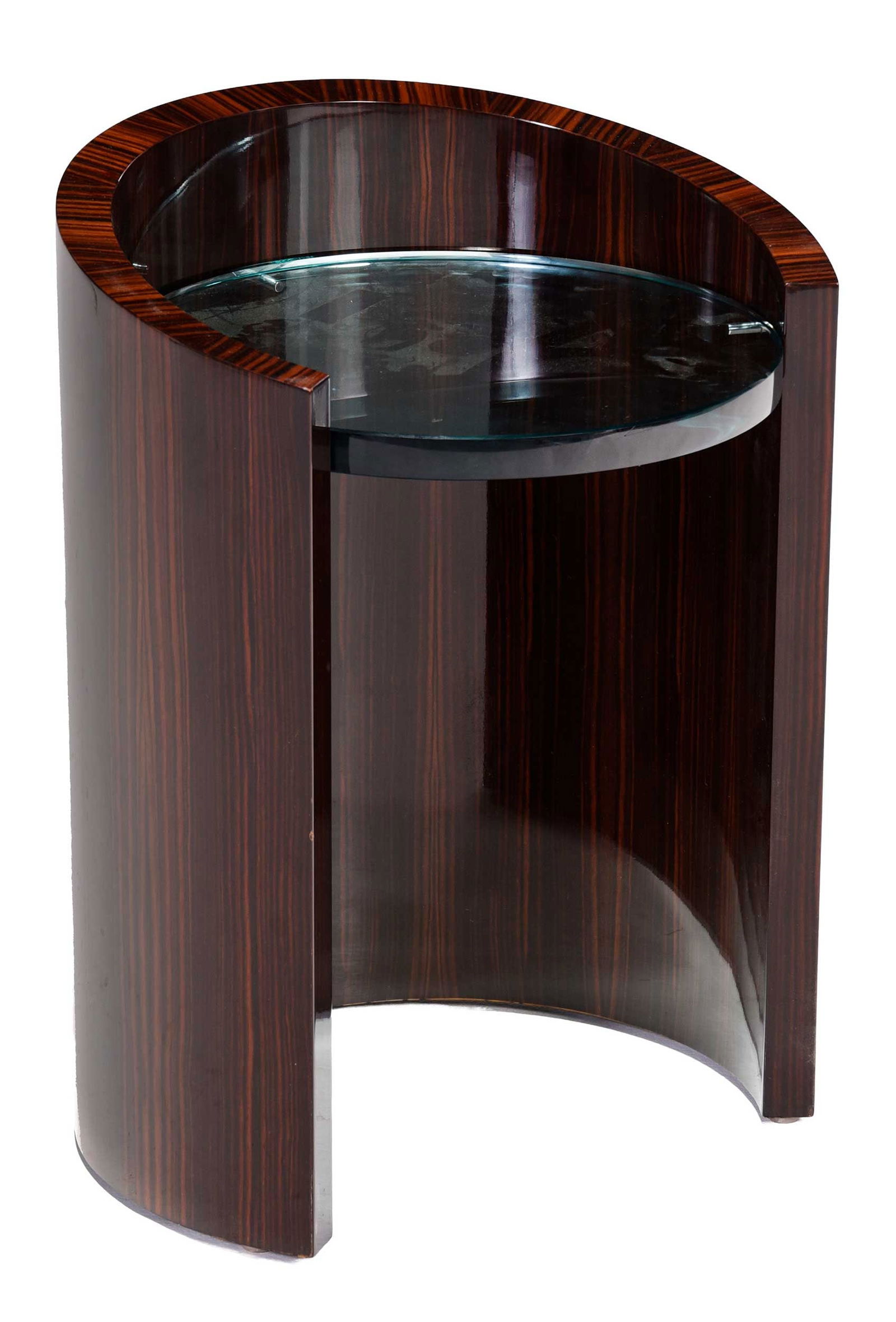 Art Deco Style Figured Wood and Glass Side Table (1 of 4)