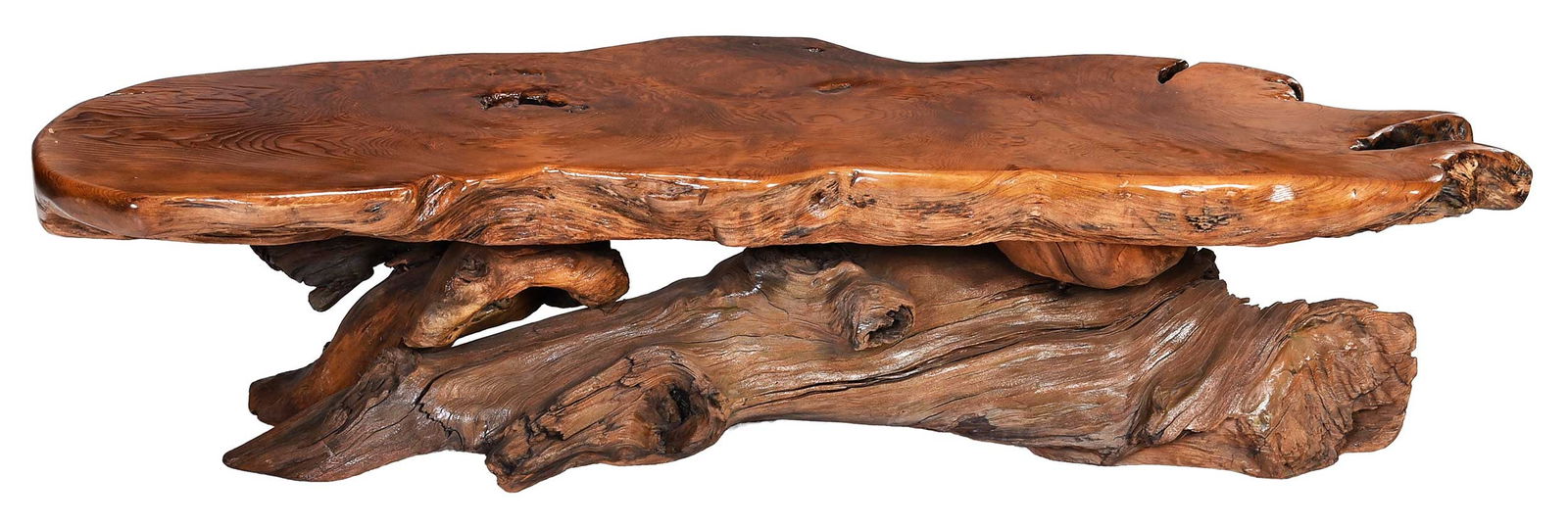 Figured Wood Slab Form Cocktail Table (1 of 6)