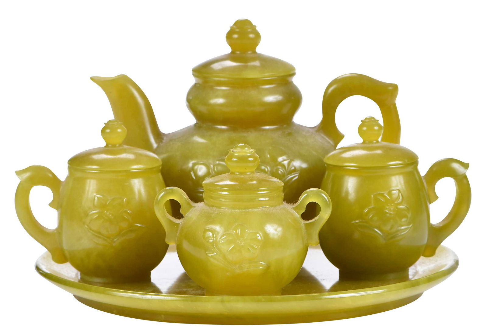 Korean Carved Jade Tea Set (1 of 7)