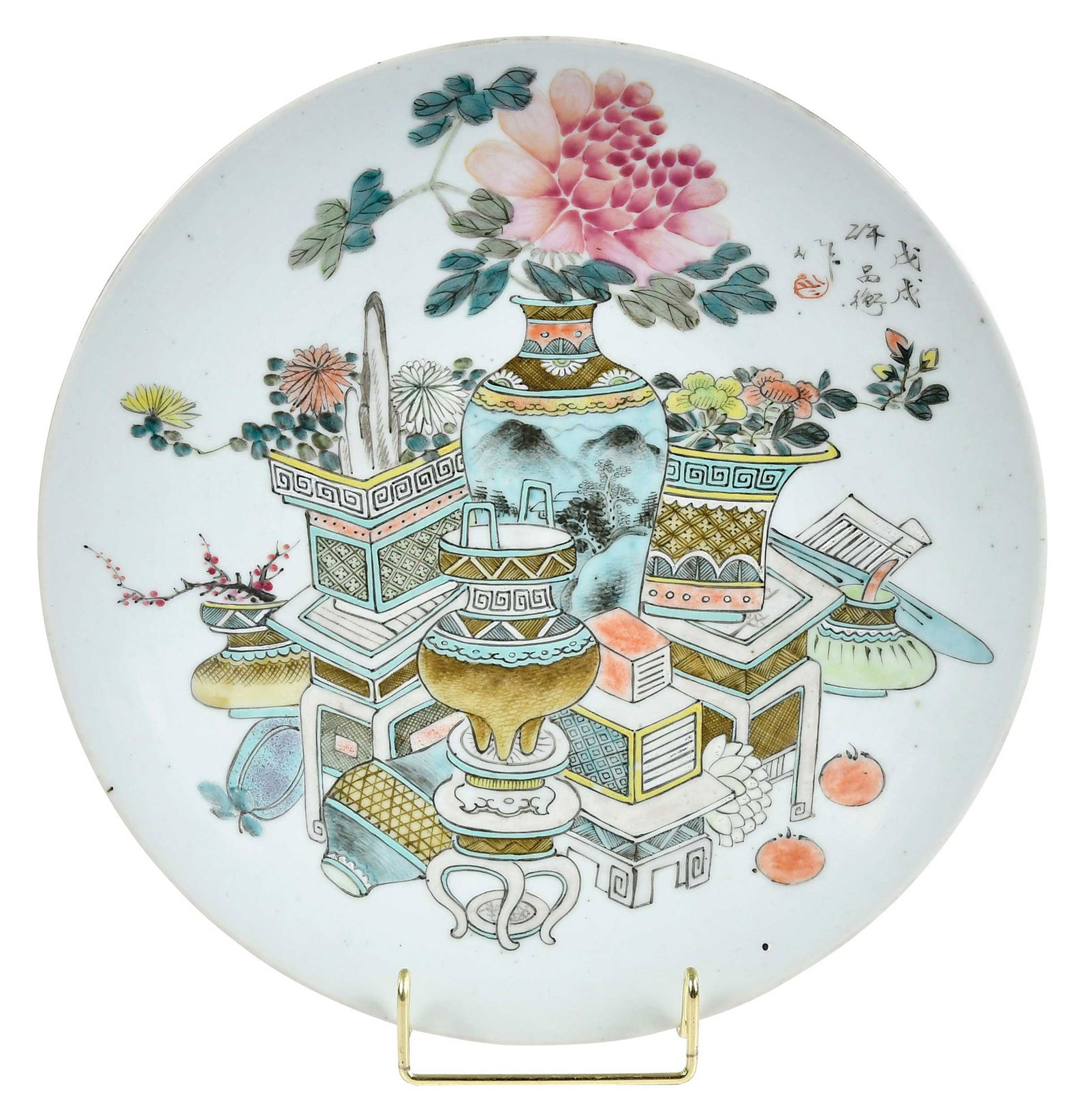 Large Chinese Porcelain Dish with Still Life (1 of 8)