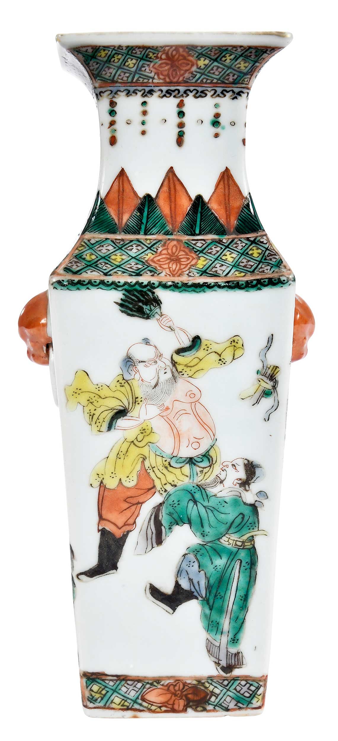 Chinese Famille Verte Four Sided Porcelain Vase (1 of 9)