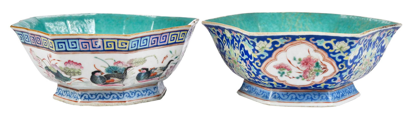 Two Chinese Enamel Decorated Faceted Porcelain Bowls (1 of 13)