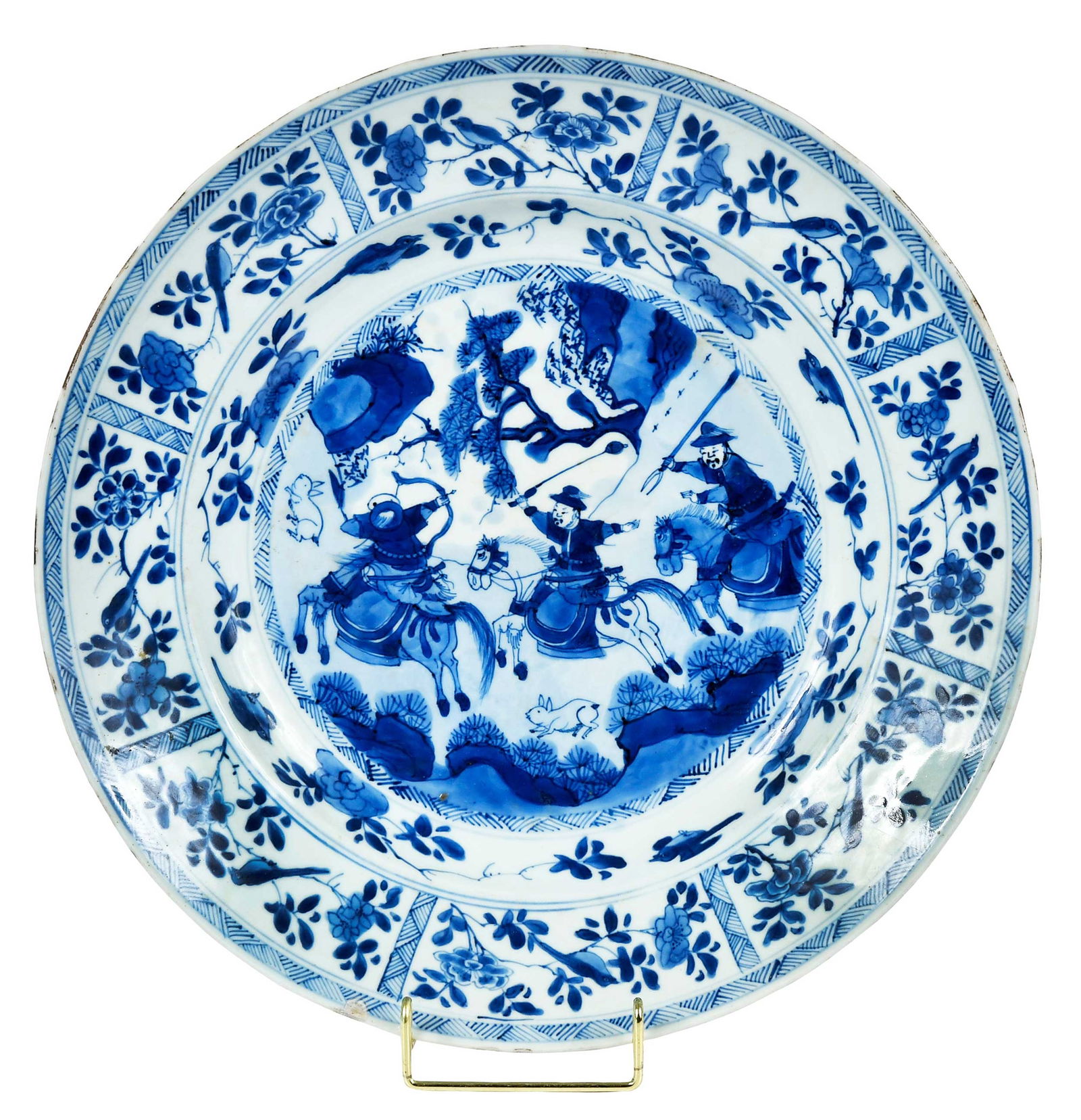 Chinese Export Blue and White Porcelain Deep Dish with Warriors (1 of 8)