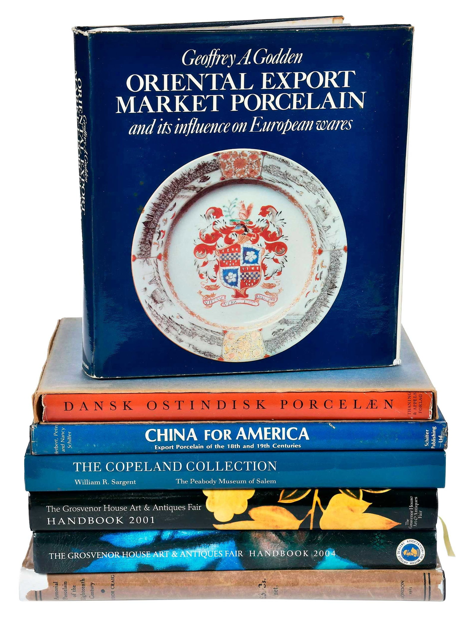 27 Decorative Arts and Furniture Reference Titles: 27 volumes total, including: The Copeland Collection by William R. Sargent, Salem, Massachusetts: The Peabody Museum of Salem, 1991, with dust jacket; Oriental Export Market Porcelain by Geoffrey A. G