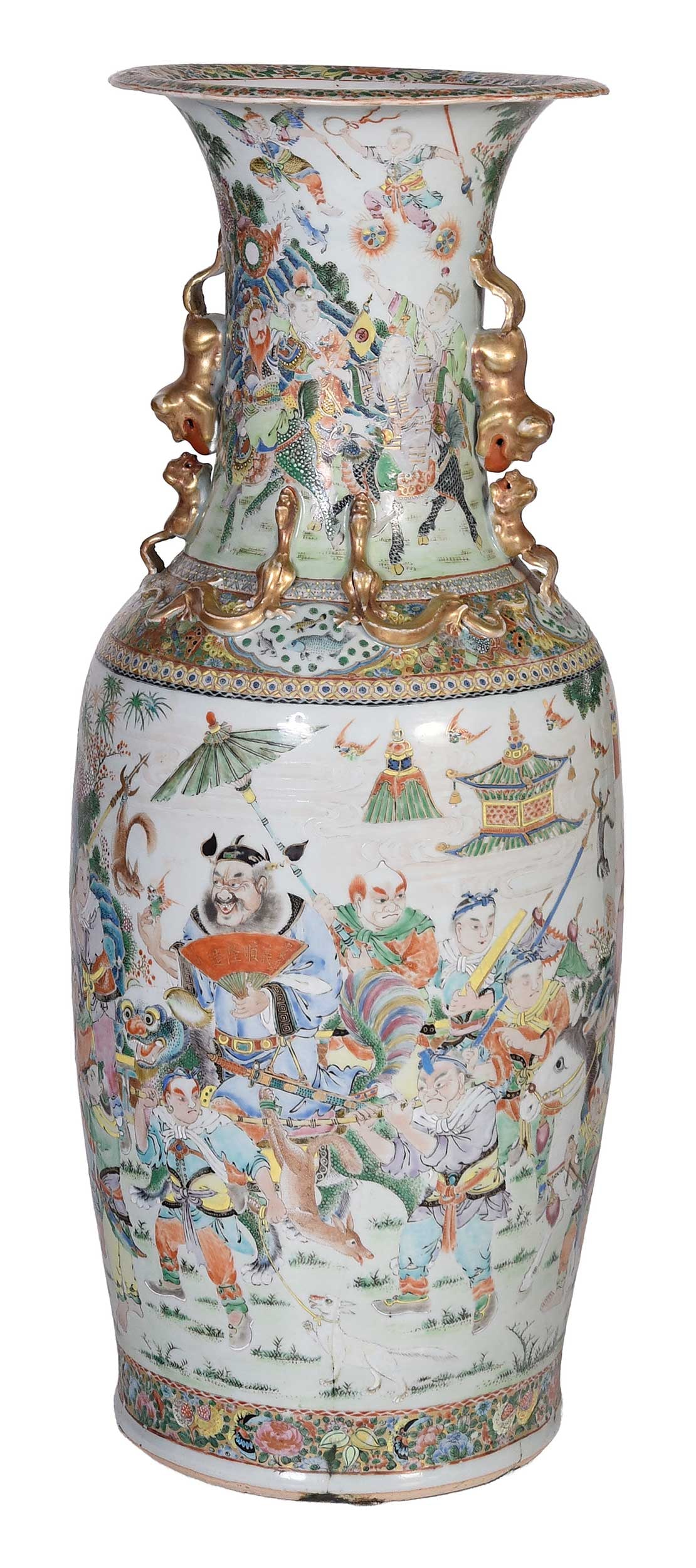 Large Chinese Export 'Canton Famille Rose' Porcelain Palace Vase (1 of 14)