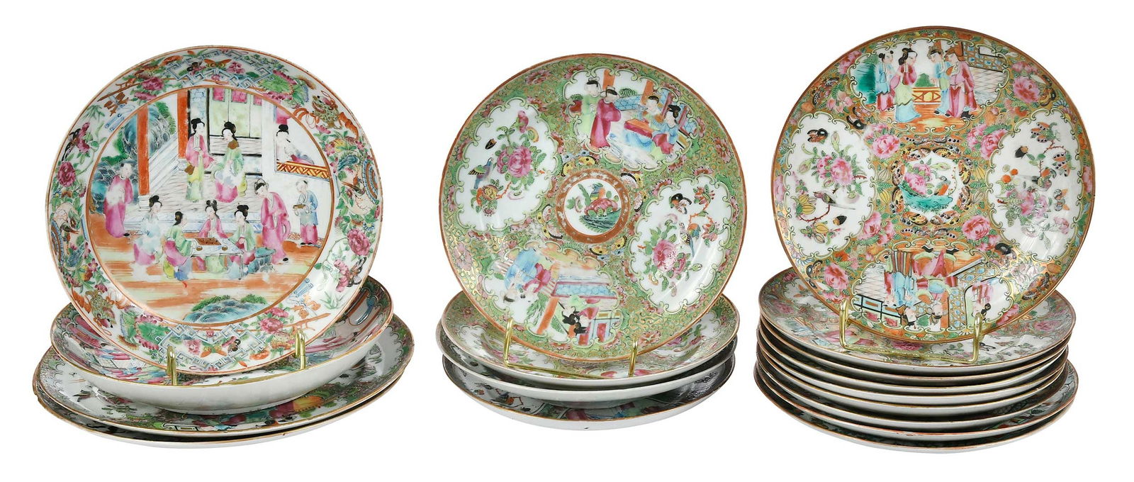 17 Chinese Export 'Canton Famille Rose' Porcelain Plates (1 of 7)