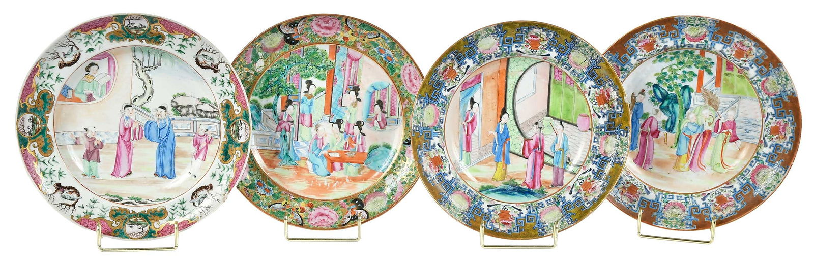Four Chinese Export 'Canton Famille Rose' Porcelain Dishes (1 of 9)