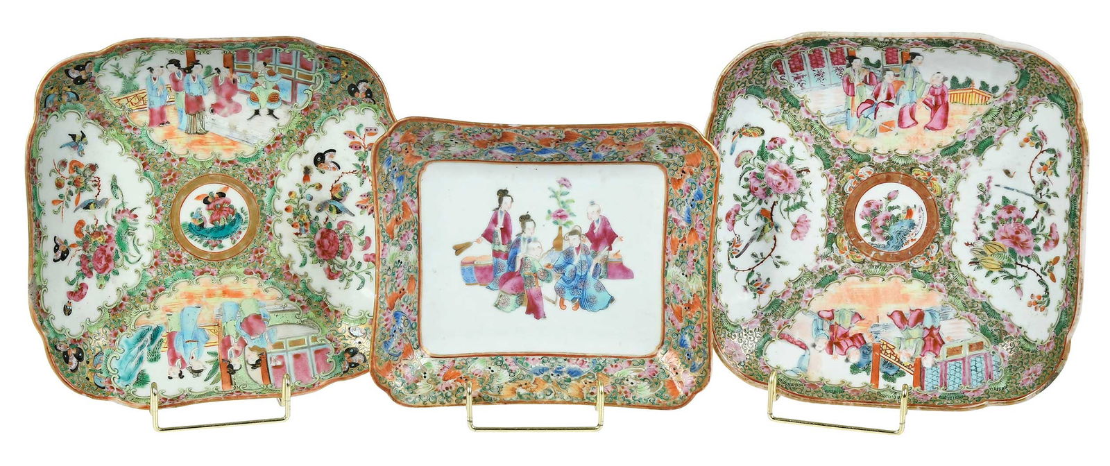 Three Chinese Export 'Canton Famille Rose' Porcelain Dishes (1 of 12)
